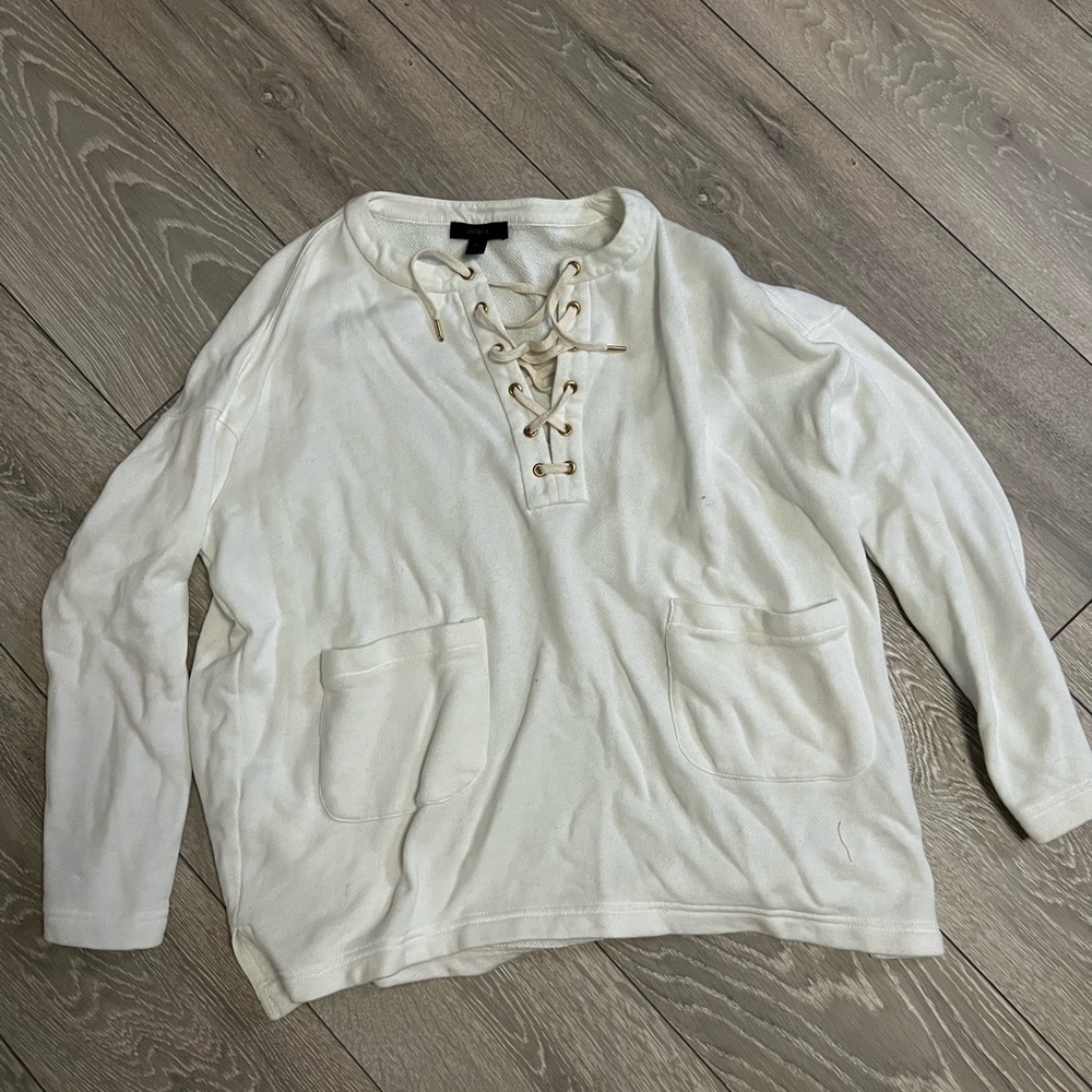 J. Crew Women’s Lace-Up V-Neck Sweater - Ivory